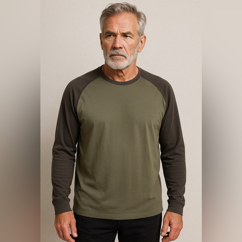 High Sierra Two-Tone Long Sleeve Raglan Cotton Shirt
